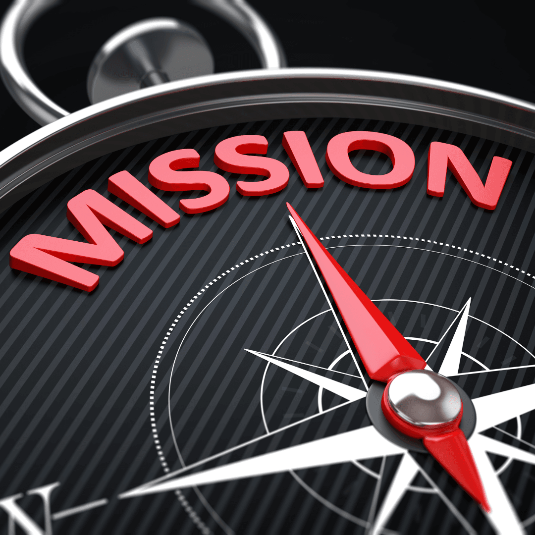 MAZ creative marketing agency mission statement visual with compass and red needle