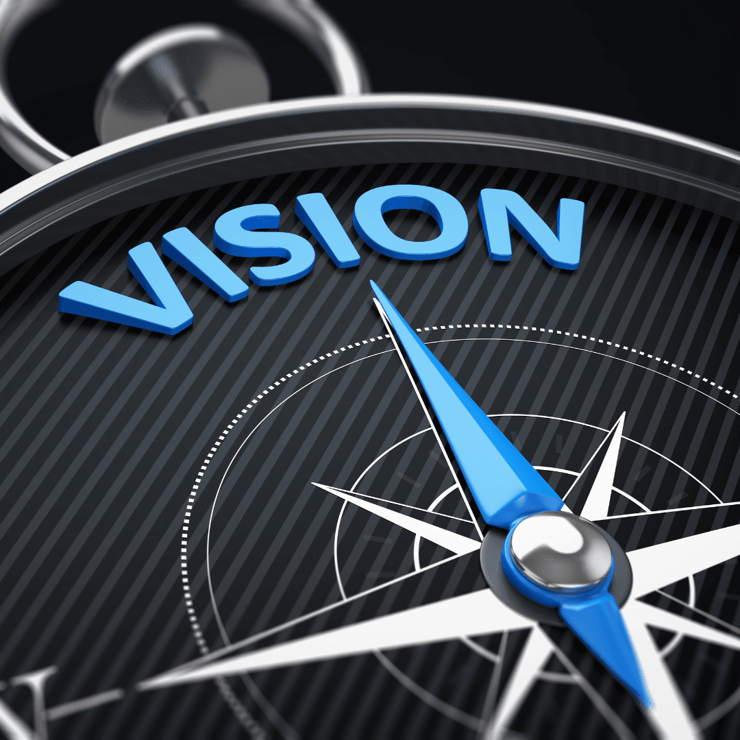 MAZ marketing agency vision visual featuring compass and blue needle