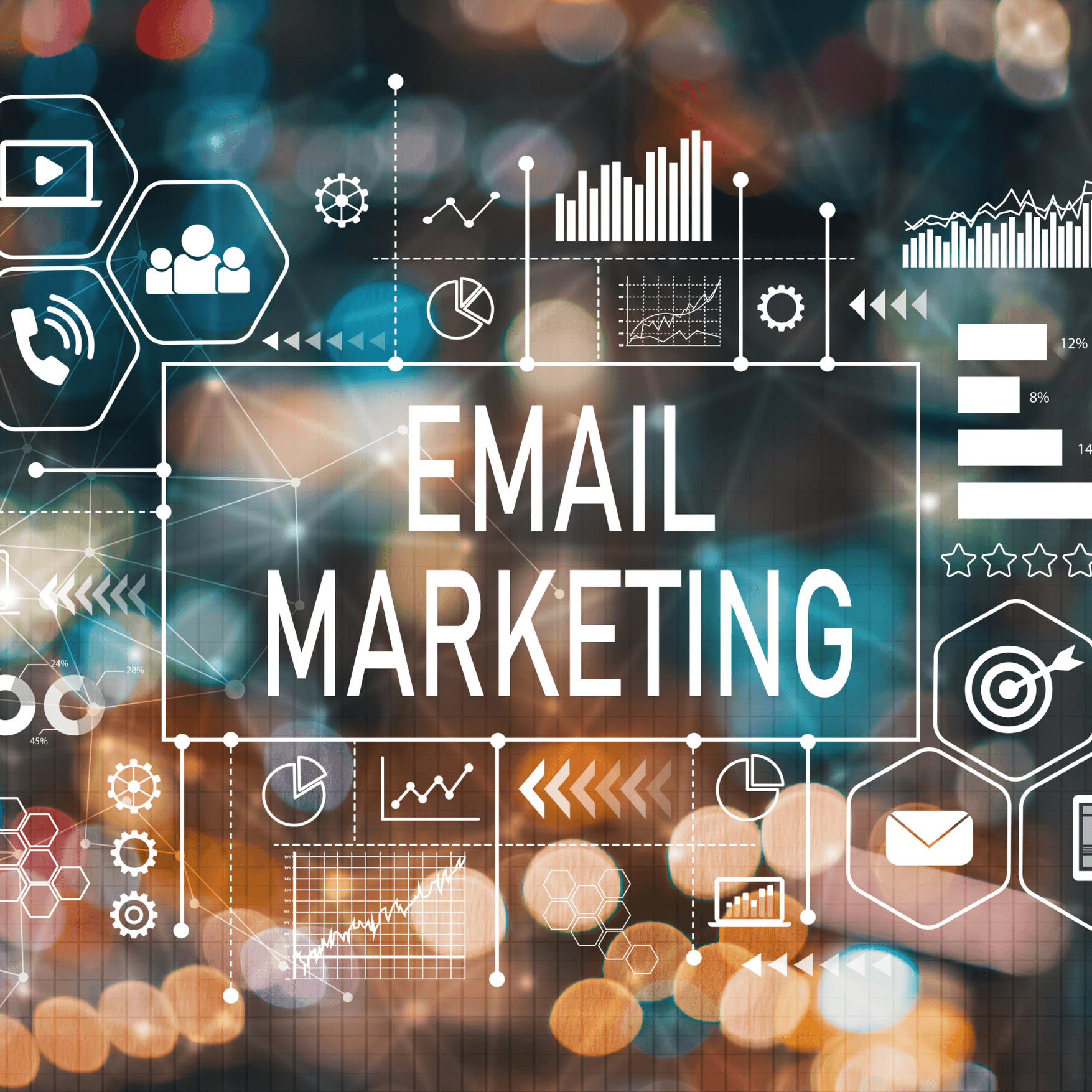 Email marketing dashboard showing campaign performance and automation tools